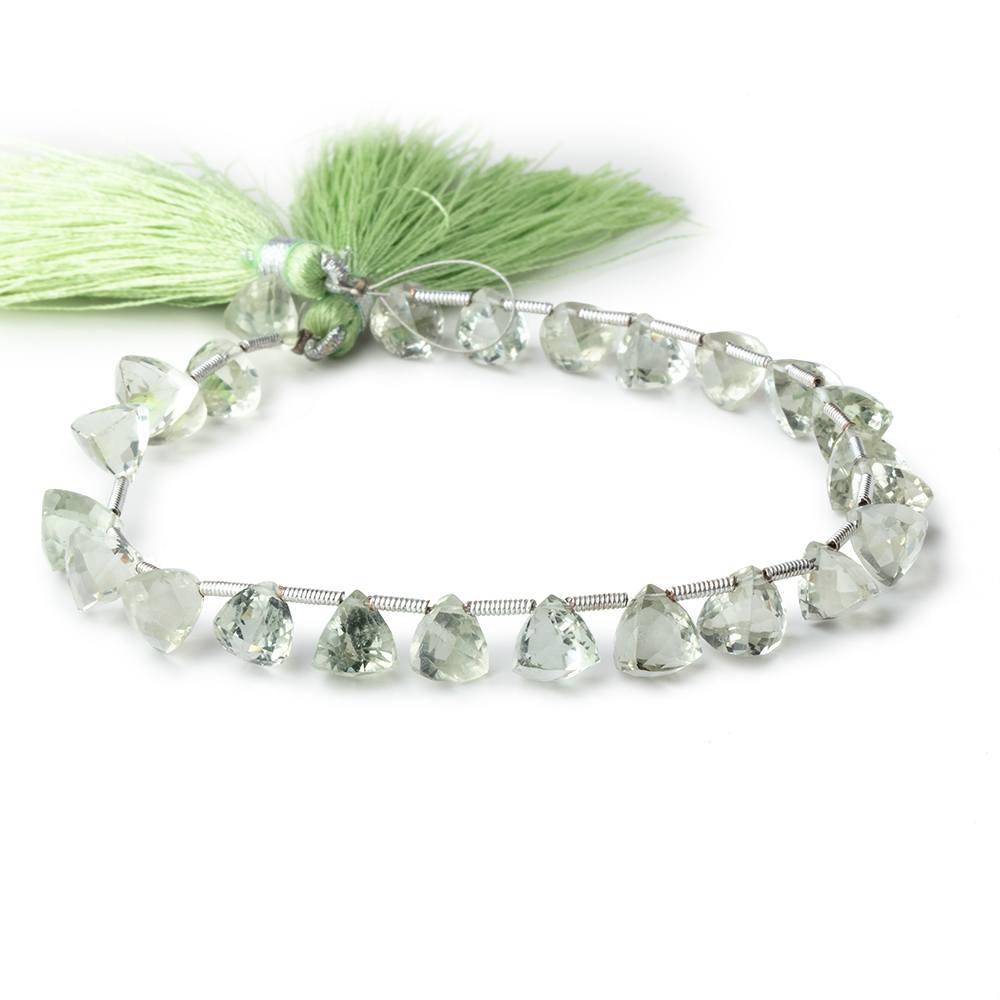 7mm Prasiolite Top Drilled Faceted Trillion Beads 8 inch 24 pieces (ONLINE ORDER ONLY)