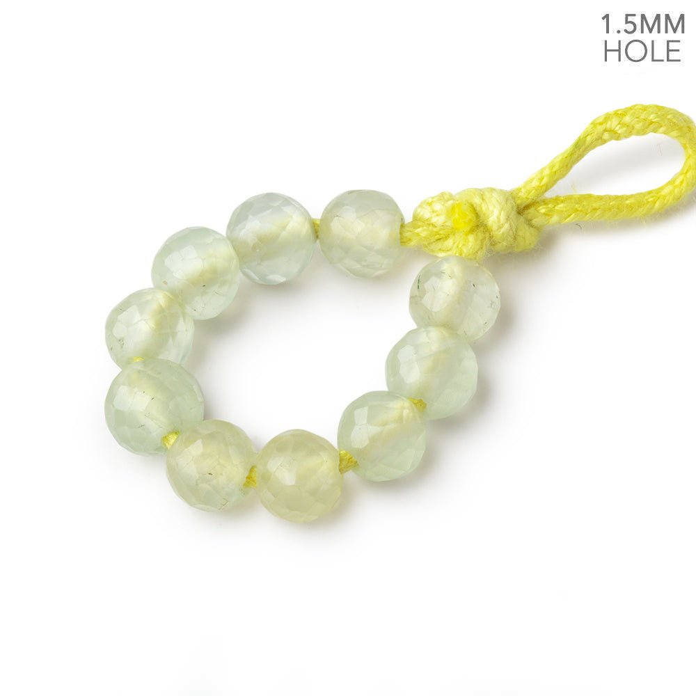 7mm Prehnite 1.5mm Large Hole Faceted Rounds Set of 10 (ONLINE ORDER ONLY)