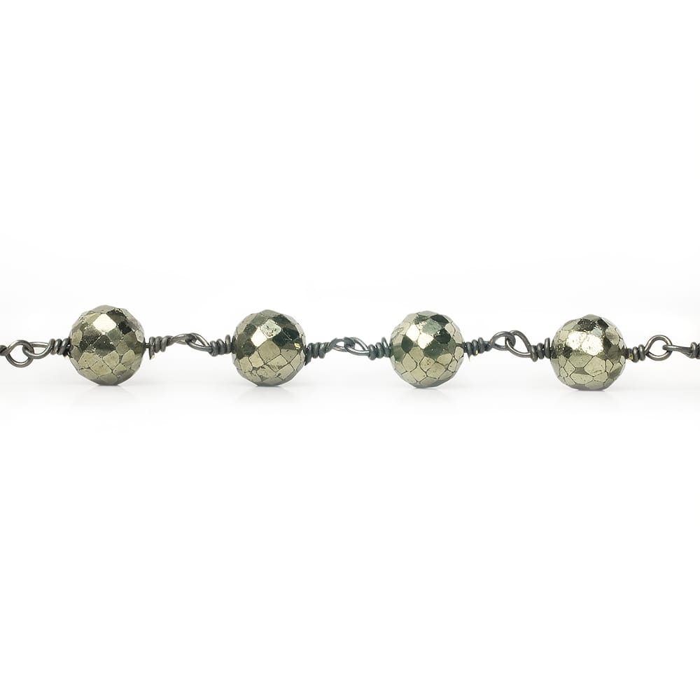 7mm Pyrite faceted round Black Gold Chain sold by the foot 21 pieces (ONLINE ORDER ONLY)