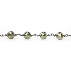 7mm Pyrite faceted round Black Gold Chain sold by the foot 21 pieces (ONLINE ORDER ONLY)