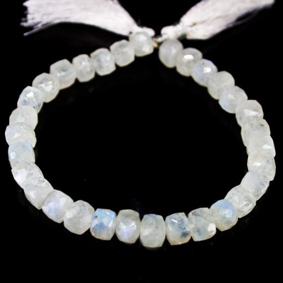 7mm Rainbow Moonstone Faceted Cube Beads 8 inch 32 pieces (ONLINE ORDER ONLY)