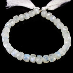 7mm Rainbow Moonstone Faceted Cube Beads 8 inch 32 pieces (ONLINE ORDER ONLY)