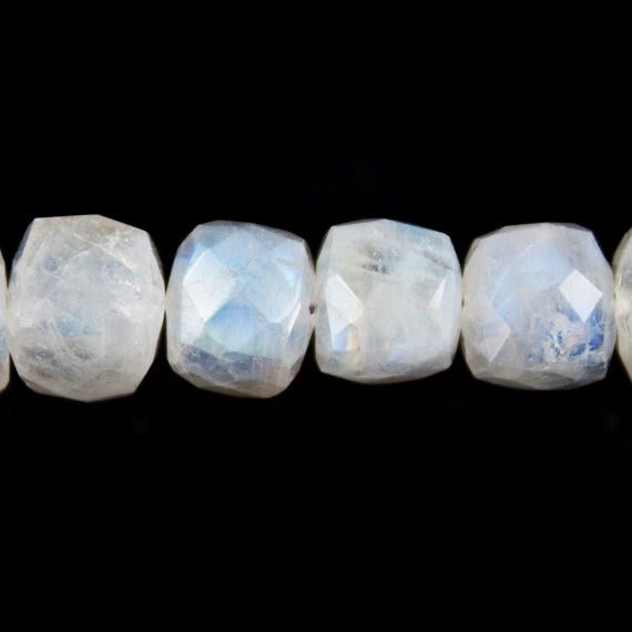 7mm Rainbow Moonstone Faceted Cube Beads 8 inch 32 pieces (ONLINE ORDER ONLY)