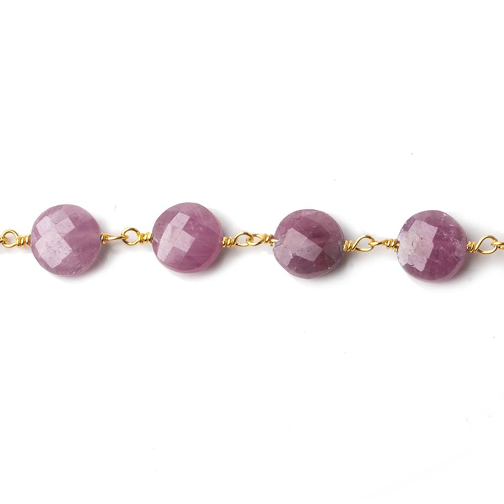 7mm Ruby faceted coin Vermeil Chain by the foot (ONLINE ORDER ONLY)