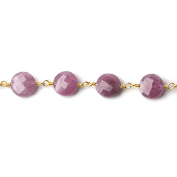 7mm Ruby faceted coin Vermeil Chain by the foot (ONLINE ORDER ONLY)