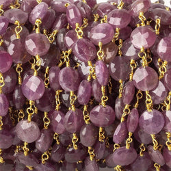 7mm Ruby faceted coin Vermeil Chain by the foot (ONLINE ORDER ONLY)
