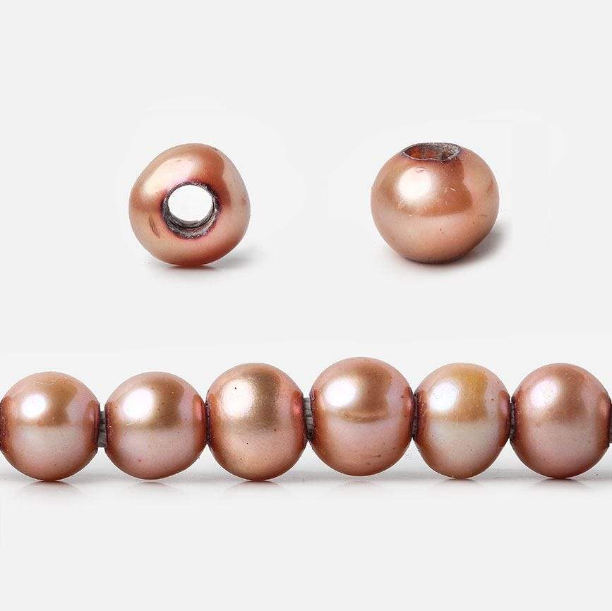 7mm Salmon Large Hole Off Round Freshwater Pearls 15 inches 65 pieces (ONLINE ORDER ONLY)