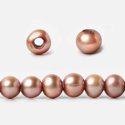 7mm Salmon Large Hole Off Round Freshwater Pearls 15 inches 65 pieces (ONLINE ORDER ONLY)