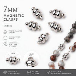 7mm Silver Rhodium plated Magnetic Clasp Set of 5 pieces