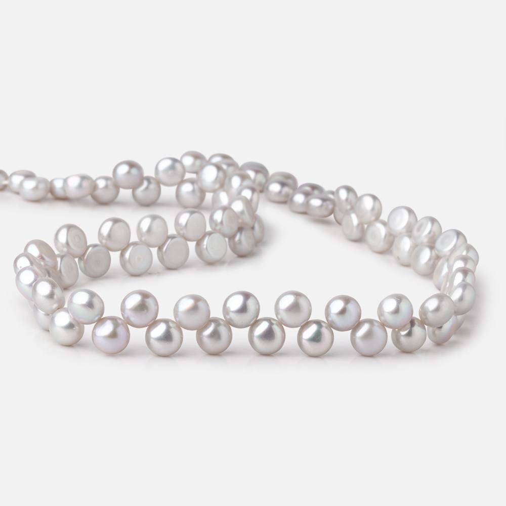 7mm Silver Top Drill Button Freshwater Pearls 16 inch 80 Beads (ONLINE ORDER ONLY)