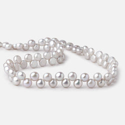 7mm Silver Top Drill Button Freshwater Pearls 16 inch 80 Beads (ONLINE ORDER ONLY)