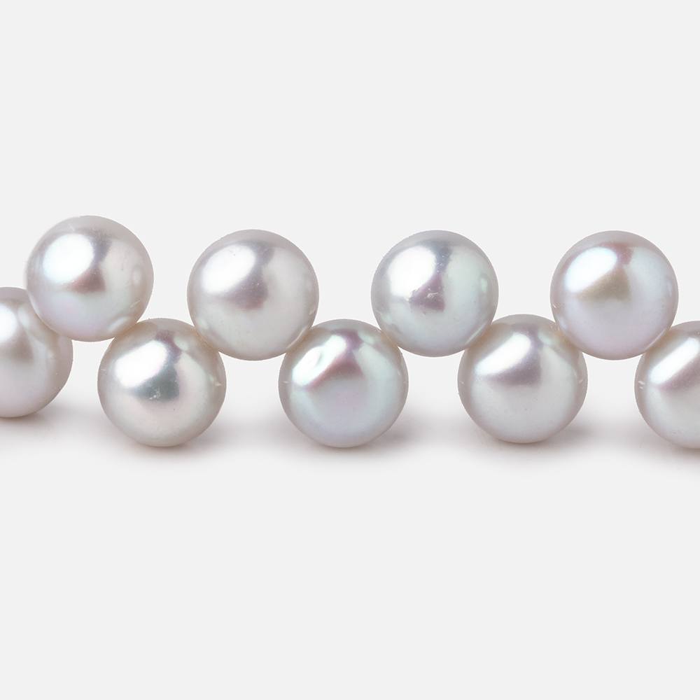 7mm Silver Top Drill Button Freshwater Pearls 16 inch 80 Beads (ONLINE ORDER ONLY)