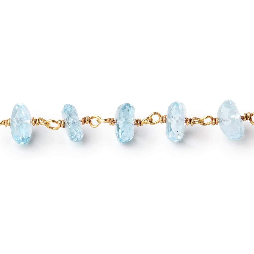 7mm Sky Blue Topaz Faceted Rondelles on Vermeil Chain by the Foot (ONLINE ORDER ONLY)