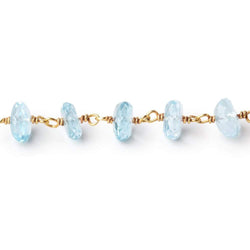7mm Sky Blue Topaz Faceted Rondelles on Vermeil Chain by the Foot (ONLINE ORDER ONLY)