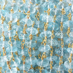 7mm Sky Blue Topaz Faceted Rondelles on Vermeil Chain by the Foot (ONLINE ORDER ONLY)