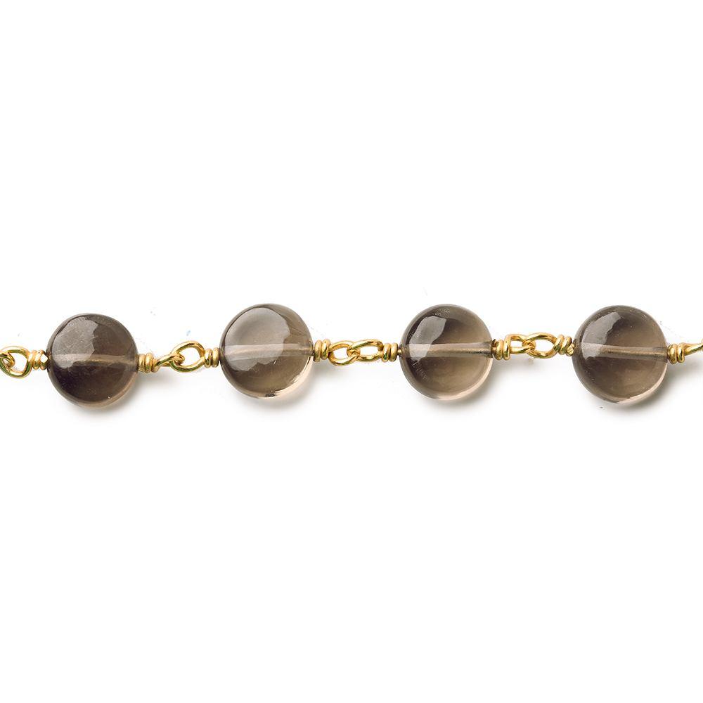 7mm Smoky Quartz plain coin Vermeil Chain by the foot (ONLINE ORDER ONLY)