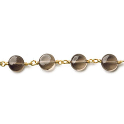 7mm Smoky Quartz plain coin Vermeil Chain by the foot (ONLINE ORDER ONLY)