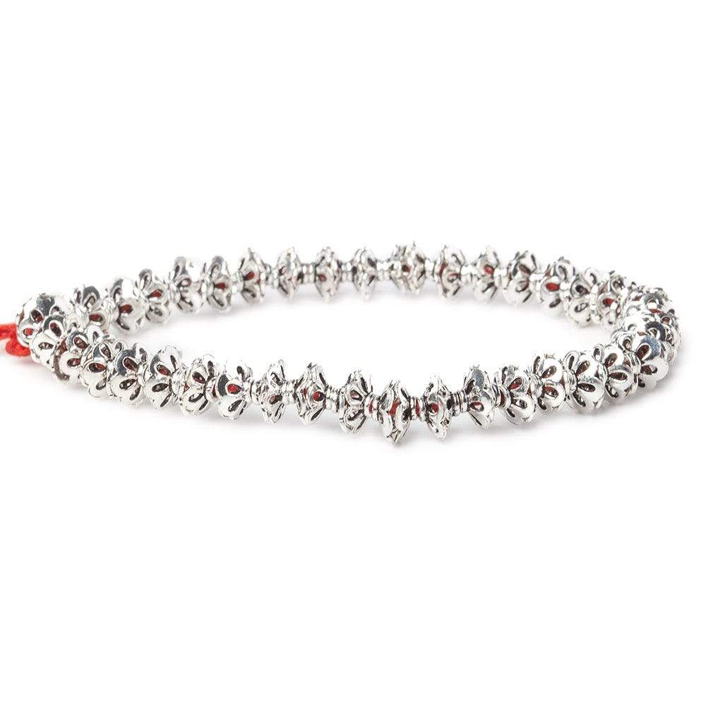 4x7mm Sterling Silver Plated Copper Bead Cap Flower Cut Petals 8 inch 64 pieces (ONLINE ORDER ONLY)