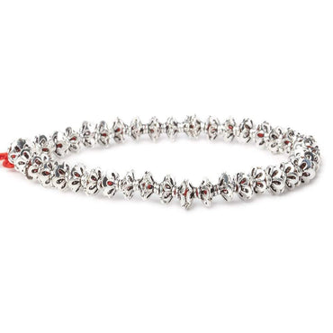 4x7mm Sterling Silver Plated Copper Bead Cap Flower Cut Petals 8 inch 64 pieces (ONLINE ORDER ONLY)