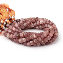 7mm Strawberry Quartz Faceted Cube Beads 8 inch 30 pieces (ONLINE ORDER ONLY)