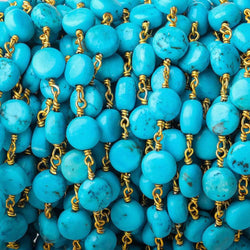 7mm Turquoise Howlite plain coin Vermeil Chain by the foot (ONLINE ORDER ONLY)