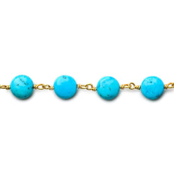 7mm Turquoise Howlite plain coin Vermeil Chain by the foot (ONLINE ORDER ONLY)