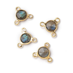 7mm Vermeil Bezel Labradorite Faceted Coin 3 Ring Connector 1 piece (ONLINE ORDER ONLY)