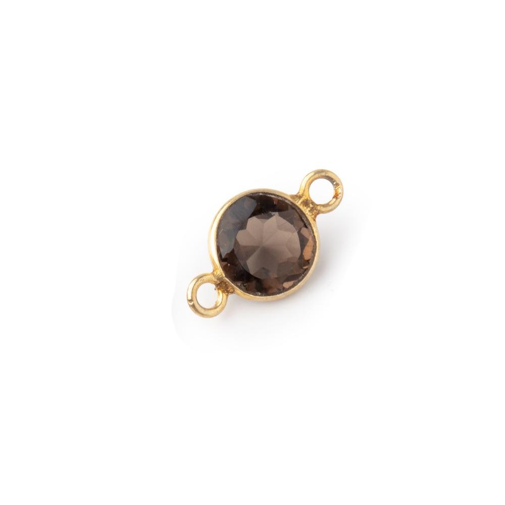 7mm Vermeil Bezel Smoky Quartz Faceted Coin Connector 1 focal bead (ONLINE ORDER ONLY)