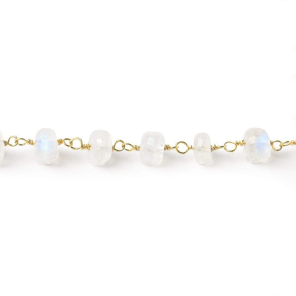 6mm Rainbow Moonstone Faceted Rondelle Beads on Vermeil Chain (ONLINE ORDER ONLY)