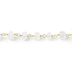 6mm Rainbow Moonstone Faceted Rondelle Beads on Vermeil Chain (ONLINE ORDER ONLY)