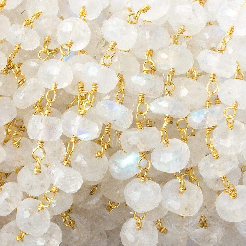 6mm Rainbow Moonstone Faceted Rondelle Beads on Vermeil Chain (ONLINE ORDER ONLY)