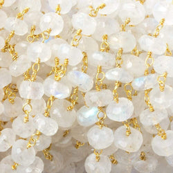 6mm Rainbow Moonstone Faceted Rondelle Beads on Vermeil Chain (ONLINE ORDER ONLY)
