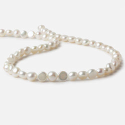7mm White Button Side Drilled Freshwater Pearls 16 inch 56 pieces (ONLINE ORDER ONLY)