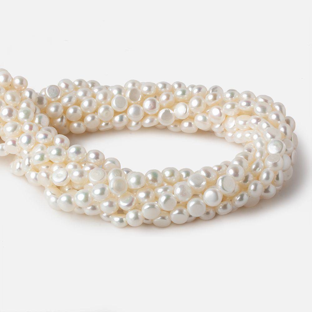 7mm White Button Side Drilled Freshwater Pearls 16 inch 56 pieces (ONLINE ORDER ONLY)