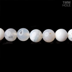 7mm White Dendritic Opal plain round large hole beads 16 inch 59 pieces (ONLINE ORDER ONLY)