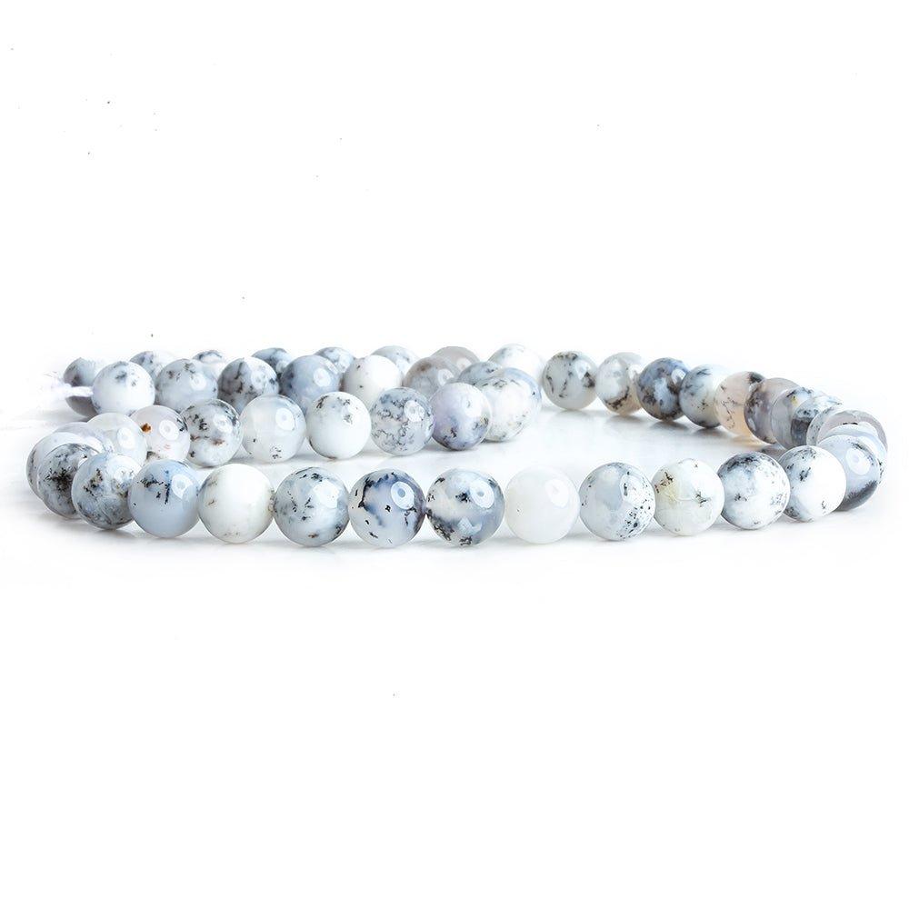 7mm White Dendritic Opal plain round large hole beads 16 inch 59 pieces (ONLINE ORDER ONLY)