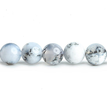 7mm White Dendritic Opal plain round large hole beads 16 inch 59 pieces (ONLINE ORDER ONLY)