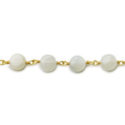 7mm White Moonstone plain coin Vermeil Chain by the foot (ONLINE ORDER ONLY)