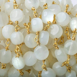 7mm White Moonstone plain coin Vermeil Chain by the foot (ONLINE ORDER ONLY)