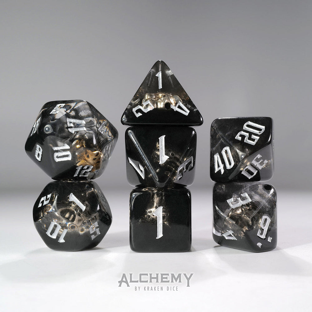 Kraken Dice 7pc Hidden Spirit with Silver Ink by Alchemy Dice