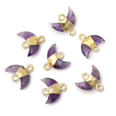 7x11mm Gold Leafed Amethyst Faceted Crescent Moon 1 Focal Connector (ONLINE ORDER ONLY)
