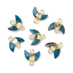 7x11mm Gold Leafed Chrysocolla Faceted Crescent Moon 1 Focal Connector (ONLINE ORDER ONLY)
