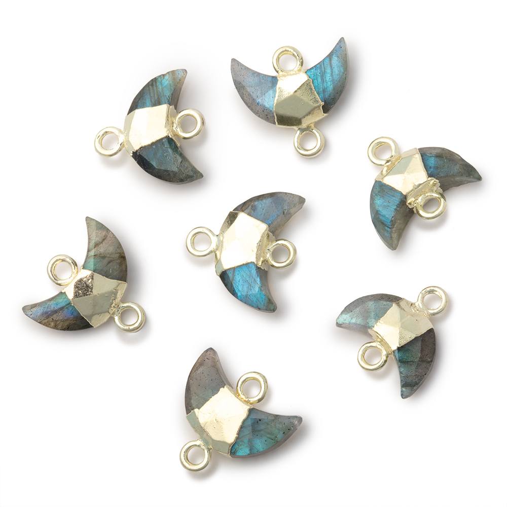 7x11mm Gold Leafed Labradorite Faceted Crescent Moon 1 Focal Connector (ONLINE ORDER ONLY)