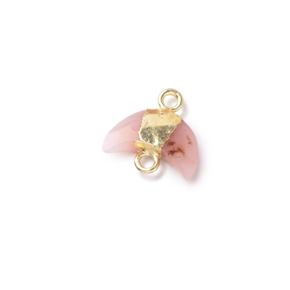 7x11mm Gold Leafed Pink Peruvian Opal Faceted Crescent Moon 1 Focal Connector (ONLINE ORDER ONLY)