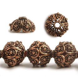 7x13mm Copper Bead Cap Scalloped Design 8 inch 30 pcs (ONLINE ORDER ONLY)