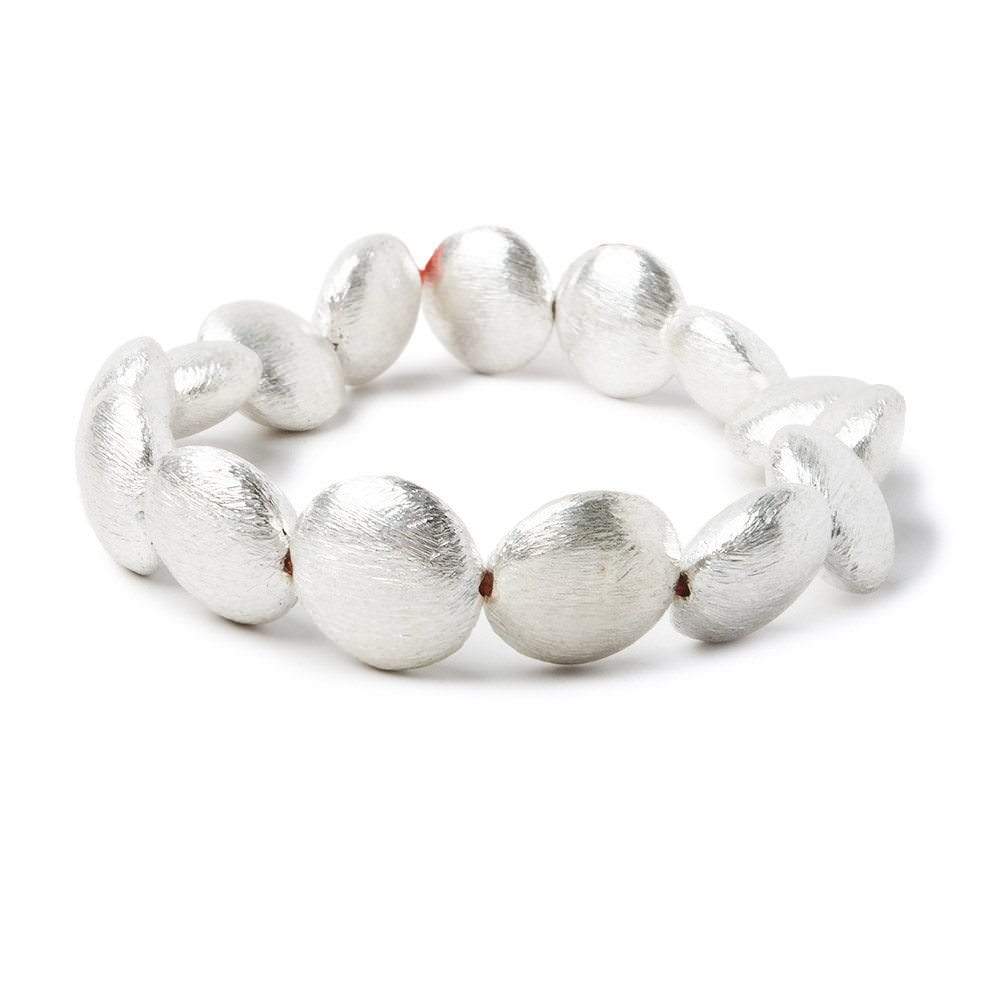 7x14mm Sterling Silver plated Copper Brushed Puffy Coin 8 inch 15 pcs (ONLINE ORDER ONLY)