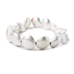 7x14mm Sterling Silver plated Copper Brushed Puffy Coin 8 inch 15 pcs (ONLINE ORDER ONLY)