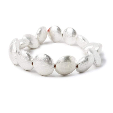 7x14mm Sterling Silver plated Copper Brushed Puffy Coin 8 inch 15 pcs (ONLINE ORDER ONLY)