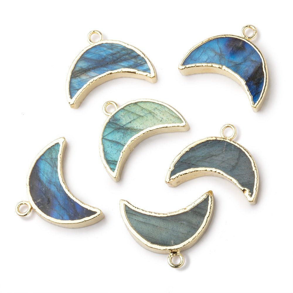 7x16mm Gold Leafed Labradorite Crescent Moon Focal Pendant 1 piece (ONLINE ORDER ONLY)