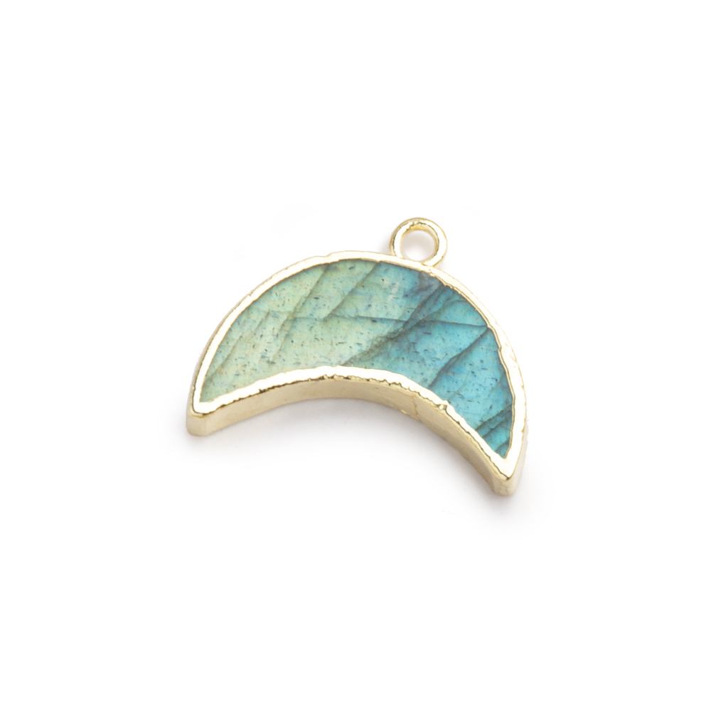 7x16mm Gold Leafed Labradorite Crescent Moon Focal Pendant 1 piece (ONLINE ORDER ONLY)